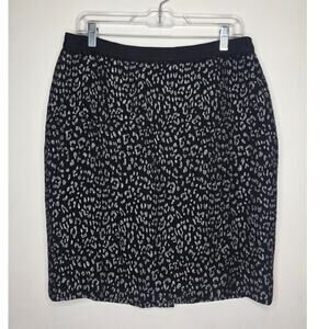 Ann Taylor black grey animal print leopard career pencil skirt - 10 siren office